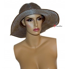 mStyleLab Mujer&apos;s Hat Floppy Wide Brim Brown and Silver Metallic Stripes $24 43834399827 eb-14909324